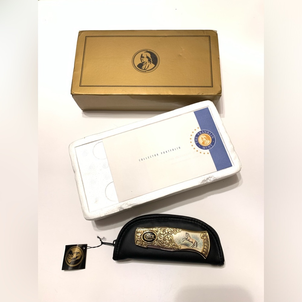 Franklin Mint Colt Rearing Stallion Collector Knife With Box & Case